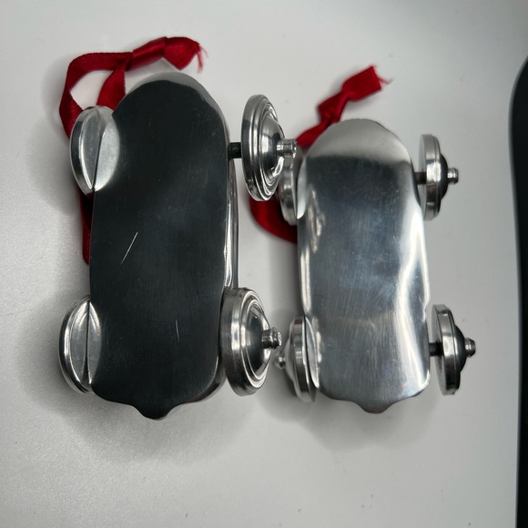 2 Pottery Barn solid aluminum vintage car ornament, wheels move - Picture 4 of 4